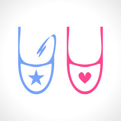 Baby bib in blue and pink isolated on white background