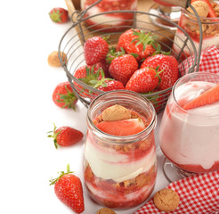 Dessert with strawberries and whipped cream