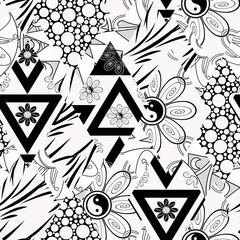 Patchwork seamless floral pattern texture white background