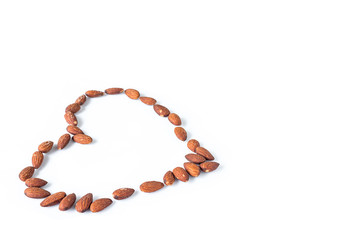 Almonds nuts heart symbol