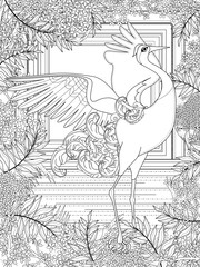 crane adult coloring page