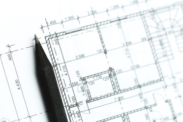 Architect worplace top view.