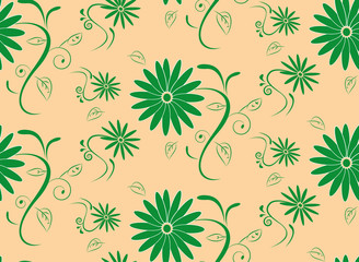 abstract seamless floral pattern on brown background