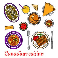 Canadian cuisine dinner with desserts and drinks