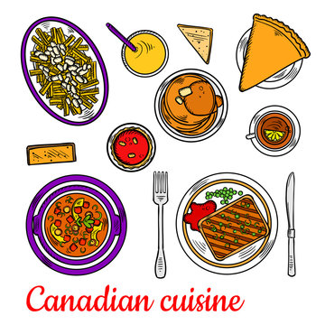 Canadian cuisine dinner with desserts and drinks