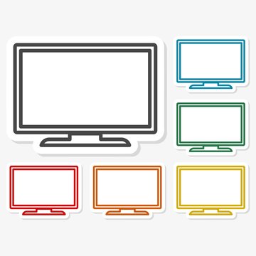 Multicolored paper stickers - TV Icon