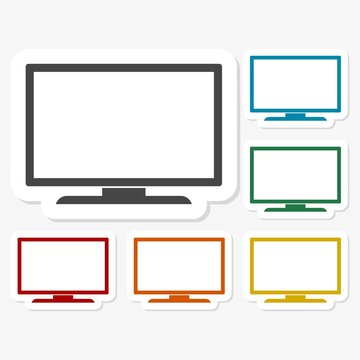 Multicolored paper stickers - TV Icon