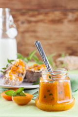 Apricot jam with mint