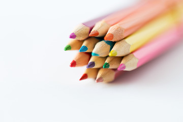 close up of crayons or color pencils
