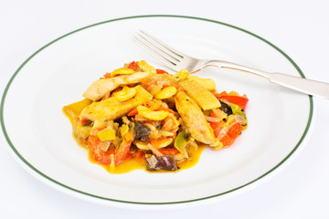 Vegetables in the Asian in Coconut Milk, Grilled Chicken, Soy Sa