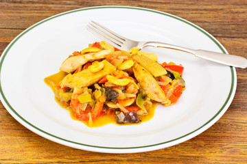 Vegetables in the Asian in Coconut Milk, Grilled Chicken, Soy Sa