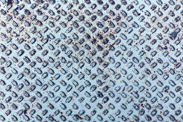 Rusty cyan metal floor texture.
