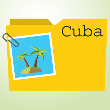 Icono plano carpeta con simbolo isla color y texto Cuba