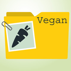 Icono plano carpeta con zanahoria y texto Vegan