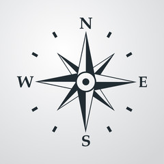 Icono plano rosa de los vientos en fondo degradado