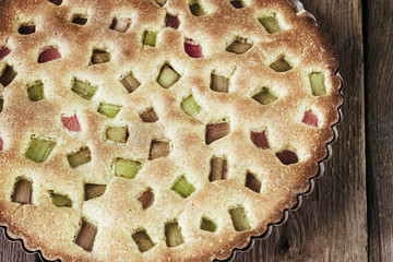 delicious rhubarb tart with sugar - sweet food