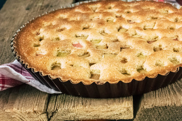 delicious rhubarb tart with sugar - sweet food
