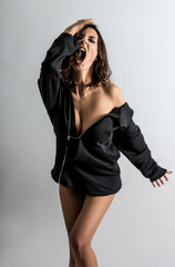 Young woman in jersey