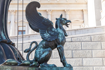 Naklejka premium Bronze statue of Griffin, Vienna, Austria