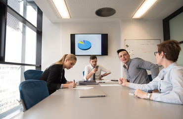 young business people group on meeting at modern office