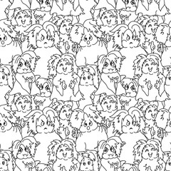 Hipster ghosts seamless pattern black and white