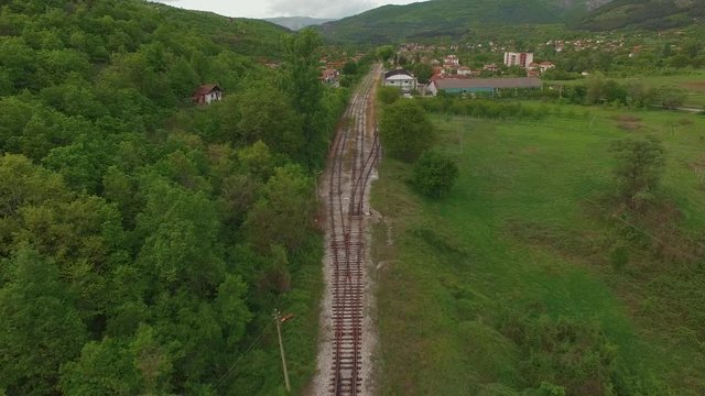 Flying over railroad track / Bulgaria