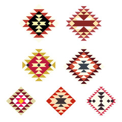 Vector set of decorative ethnic with american indian motifs. Boho style. Tribal design elements.