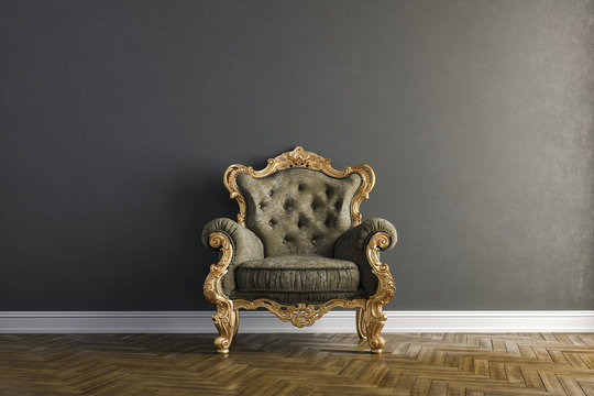 3d vintage arm chair interior render