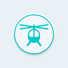 helicopter icon, little helicopter vector sign, round icon, vector illustration
