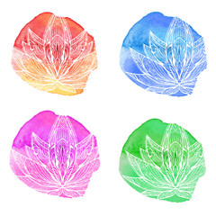 set of watercolor lotus