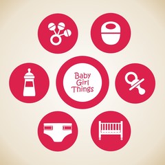 Conjunto de iconos de bebé. Objetos para bebé