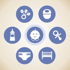Conjunto de iconos de bebé. Objetos para bebé