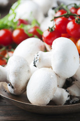 Healthy food with tomato and champignon