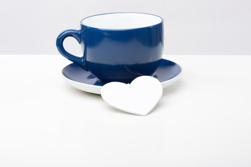 Blue cup with white heart