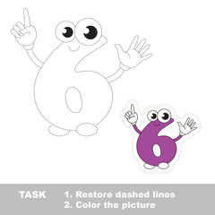 Figure Six to be traced. Vector trace game.