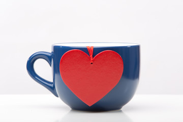 Blue cup with white heart