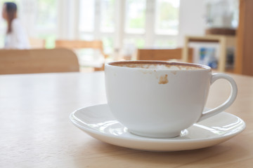 Latte Coffee art on the wooden table