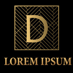 Background with D letter golden