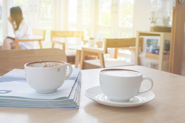 Latte Coffee art on the wooden table
