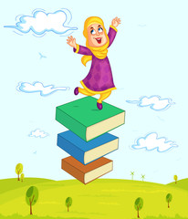 Obraz na płótnie Canvas Muslim girl playing with book 