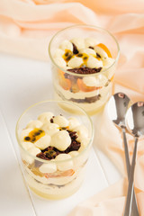 Tropical dessert in glass