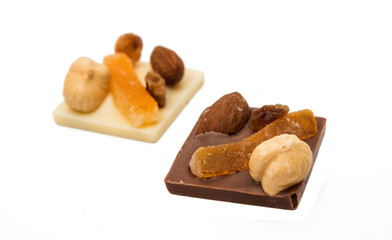 Chocolate with nuts isolated
