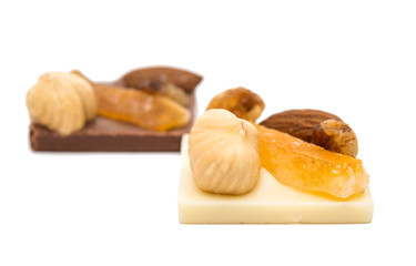 Chocolate with nuts isolated