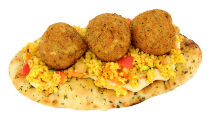 Falafels On Naan Bread With Couscous
