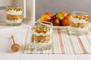 pear dessert in glass