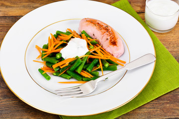 Green Beans with Sausage Grill