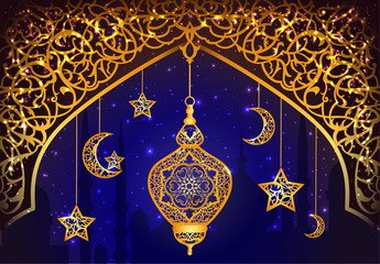 Background with Arabic Lantern