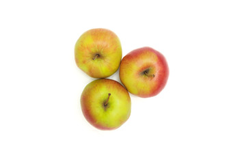 Three apples on a clear white background