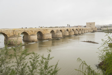 Cordoba Roman bridge over the river Guadalquivir, Spain