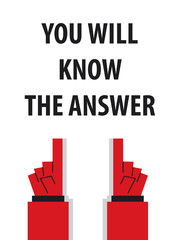 YOU WILL KNOW THE ANSWER typography vector illustration
